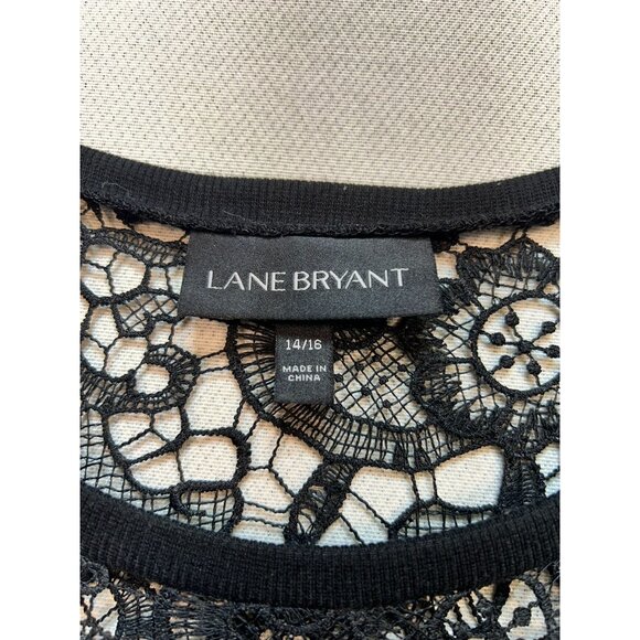 Lane Bryant Women's Crochet Lace Casual Top Long Sleeve Stretch Size 14/16 Black - Picture 3 of 12